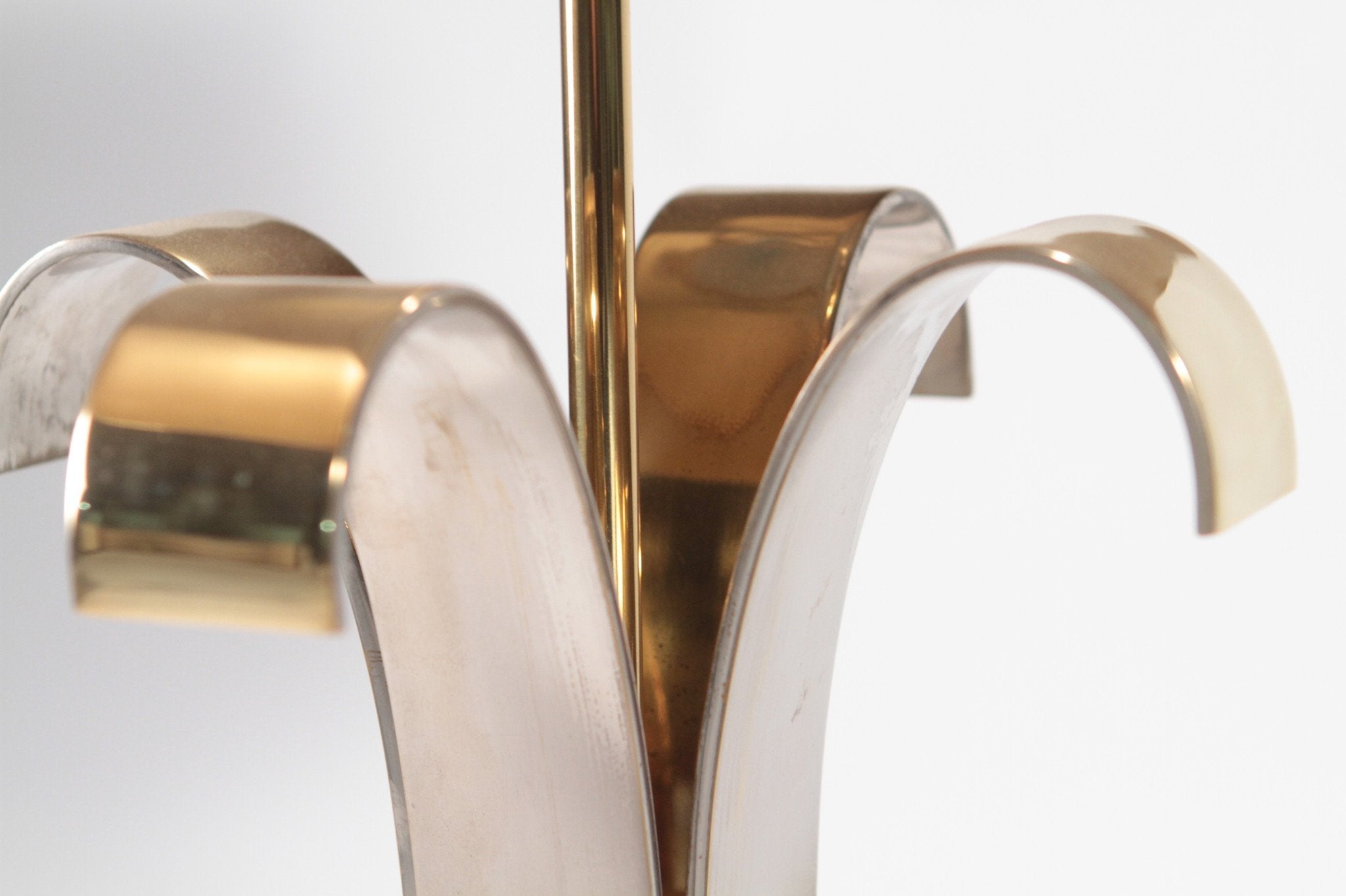 French Hollywood Regency Maison Charles brass Corolle lamp 1970s