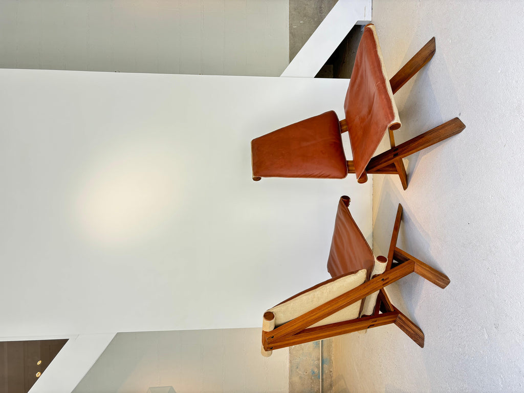 Rare pair of S46 easy chairs by Pierre Chapo