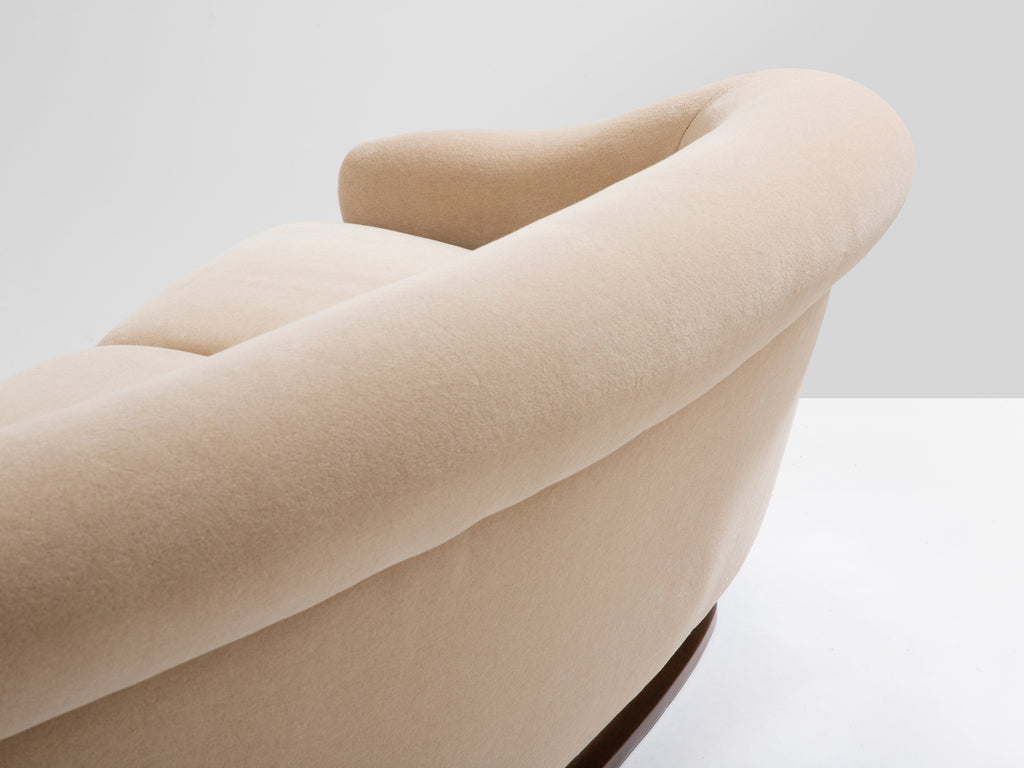 Isa Bergamo large Art Deco walnut mohair velvet sofa 1940s