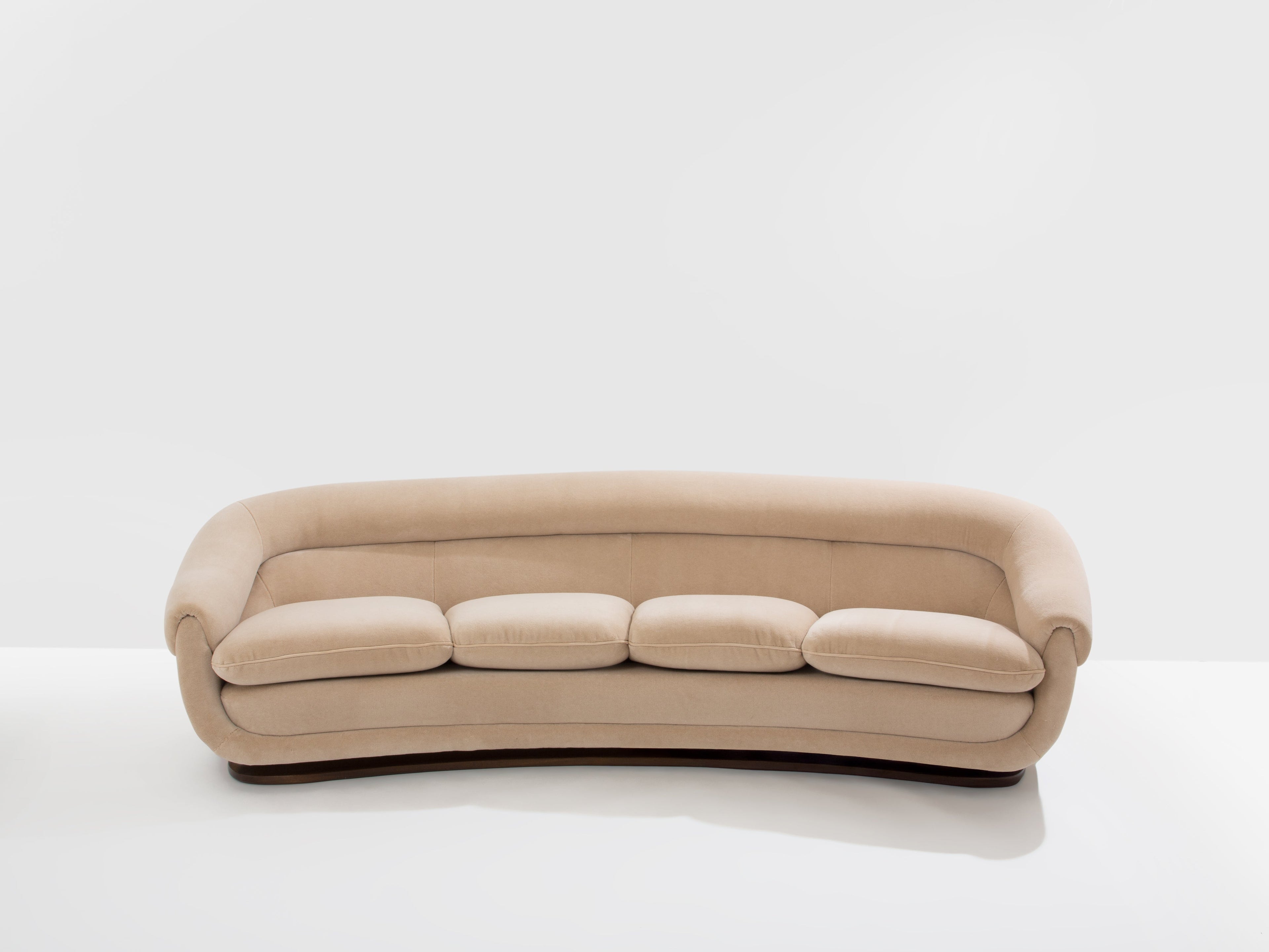 Isa Bergamo large Art Deco walnut mohair velvet sofa 1940s
