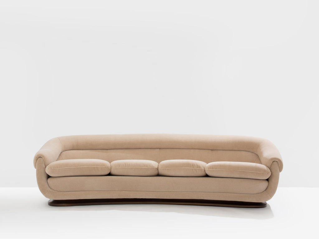 Isa Bergamo large Art Deco walnut mohair velvet sofa 1940s