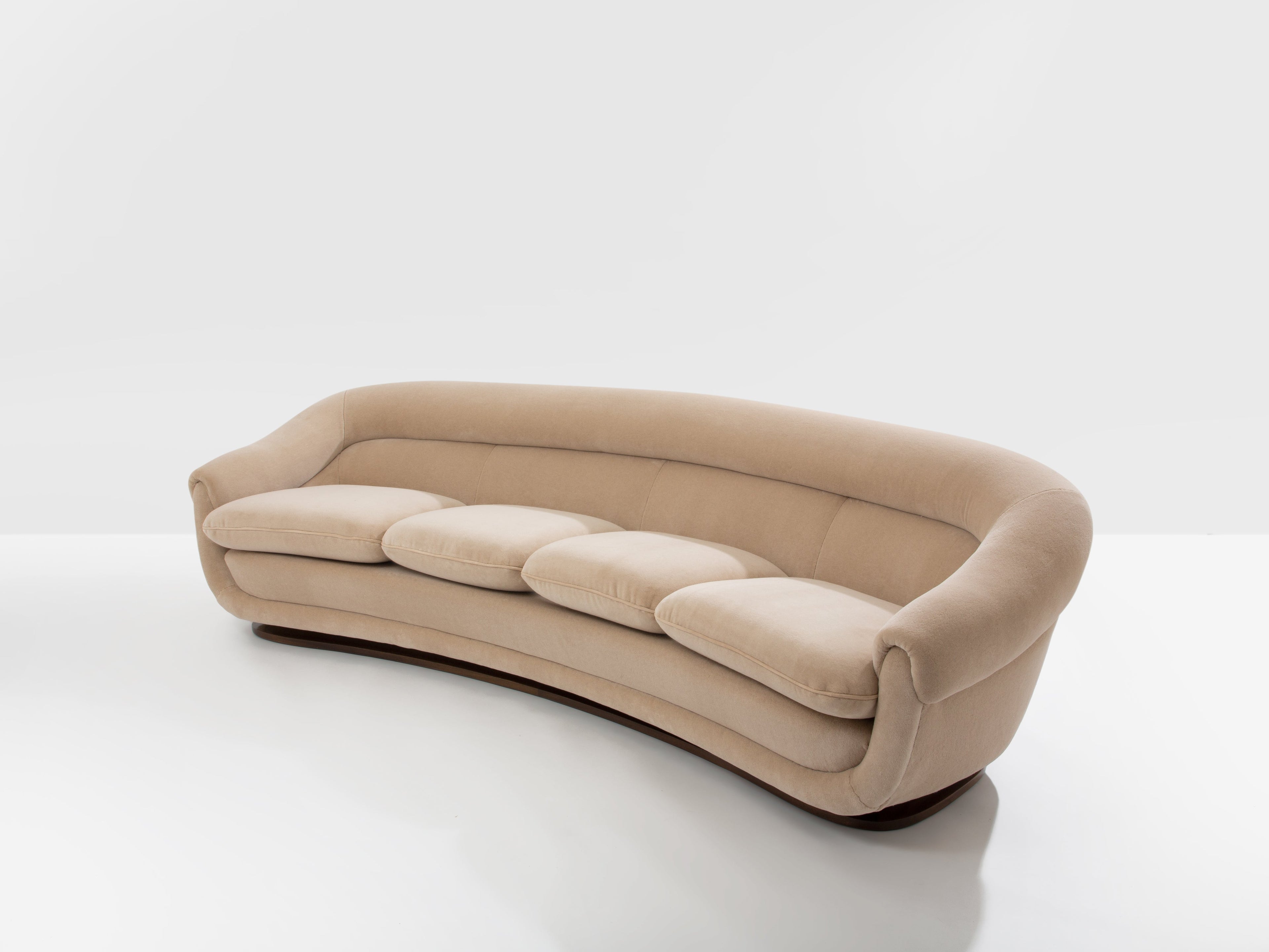 Isa Bergamo large Art Deco walnut mohair velvet sofa 1940s