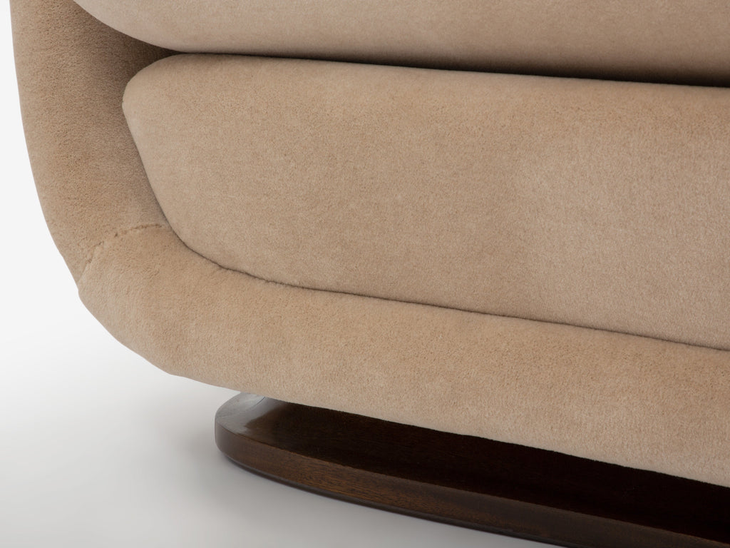 Isa Bergamo large Art Deco walnut mohair velvet sofa 1940s