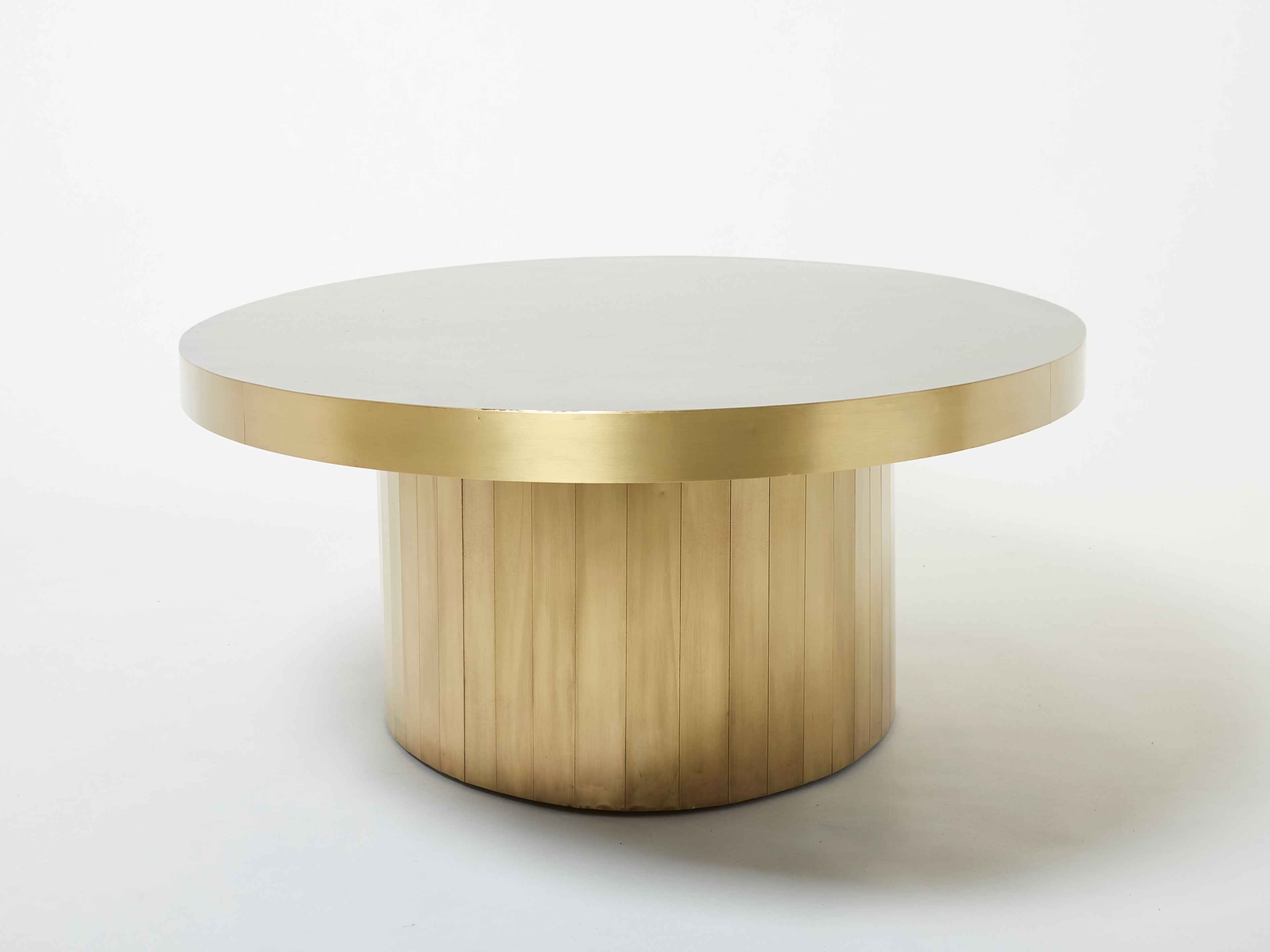 Large oval Isabelle and Richard Faure oxidized brass coffee table 1970s