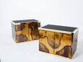 Pair of Isabelle and Richard Faure oxidized brass cabinets buffets 1970s