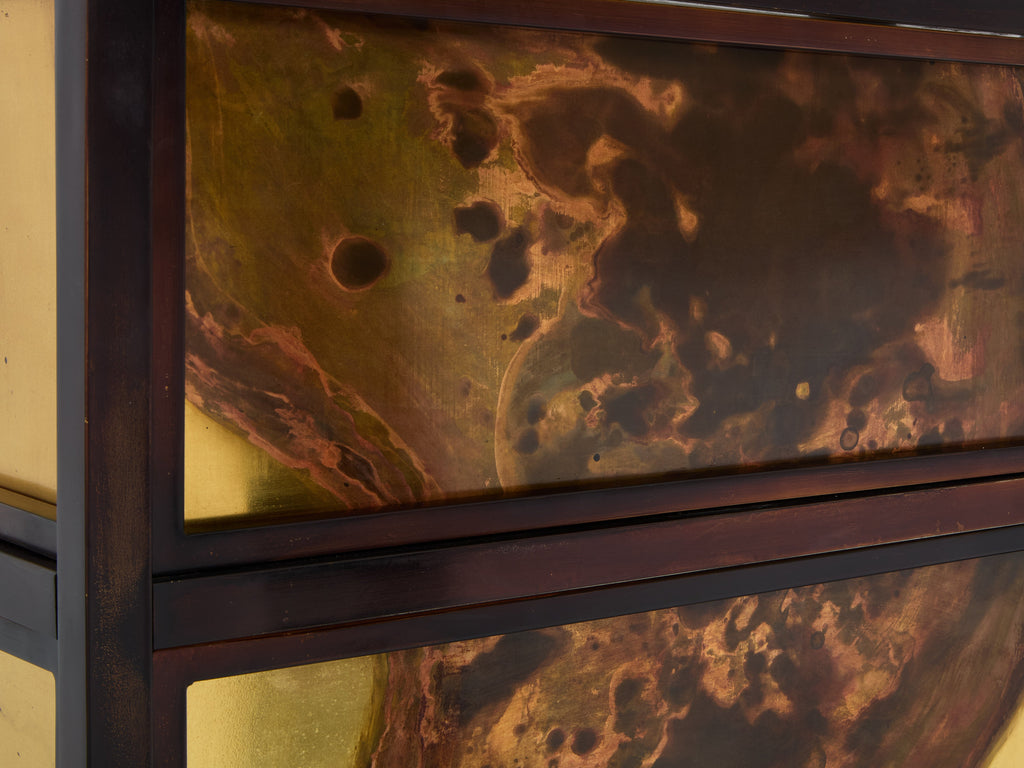 Isabelle and Richard Faure oxidized brass bar cabinet counters 1970s
