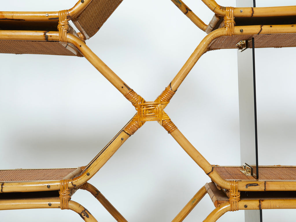 Italian Purini and Mariani bamboo brass shelves étagère for Vivai Del Sud 1976