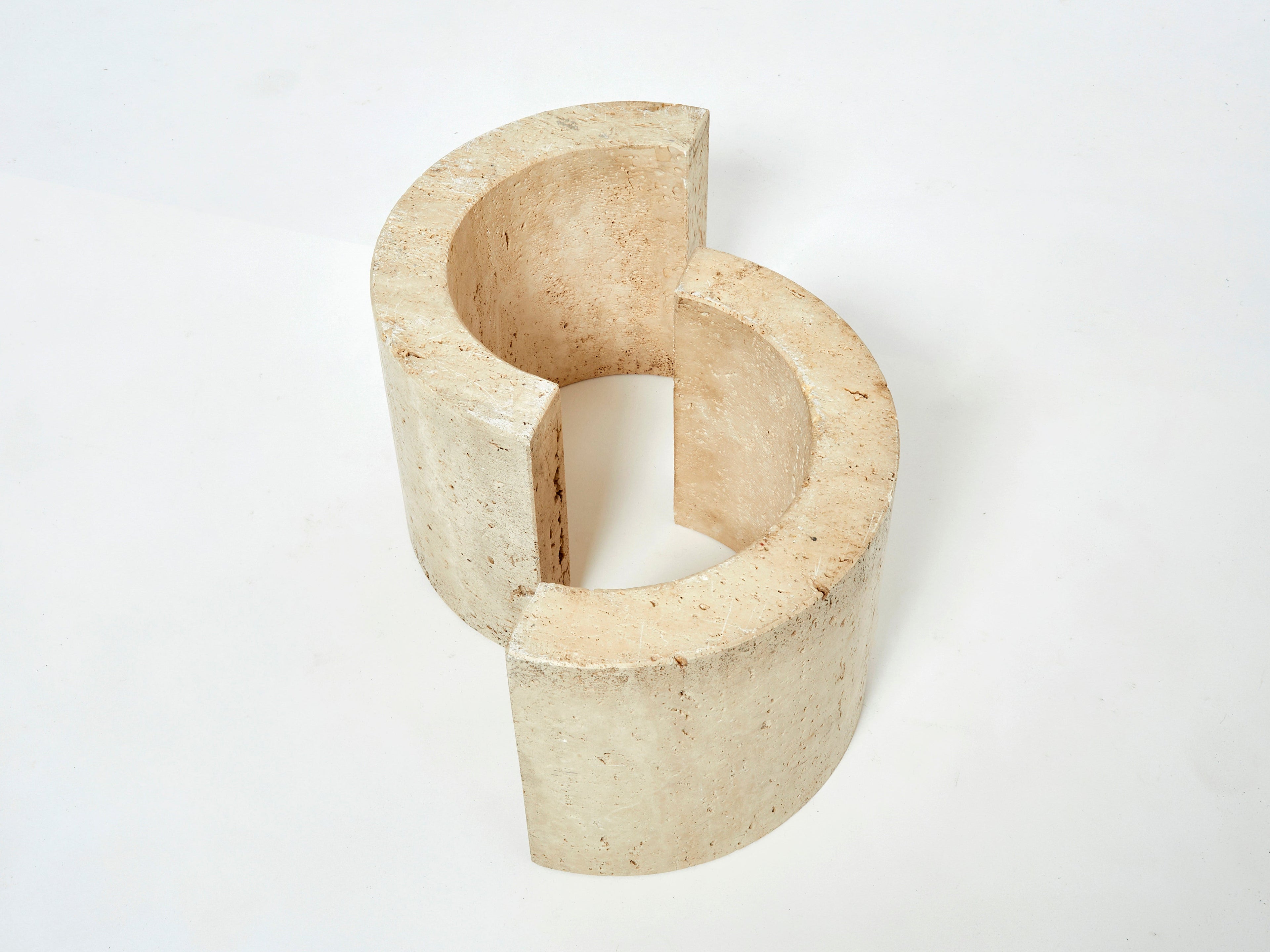Italian Sienna yellow marble and travertine coffee table 1970s