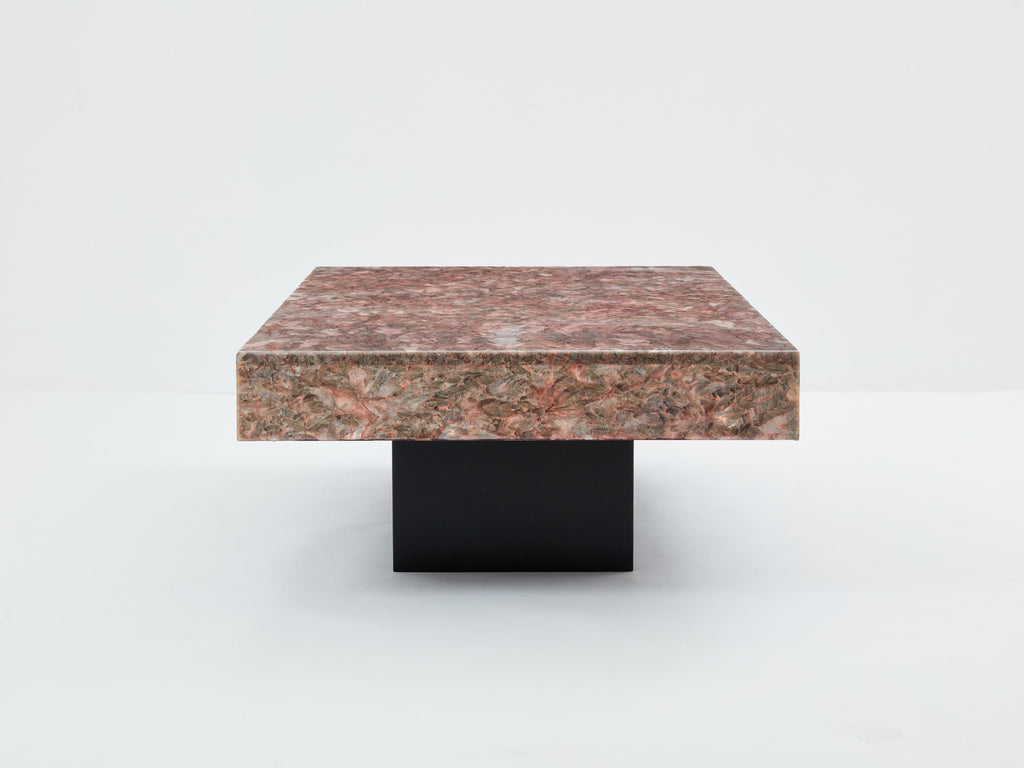 Italian rose crystalline alabaster coffee table late 1970s
