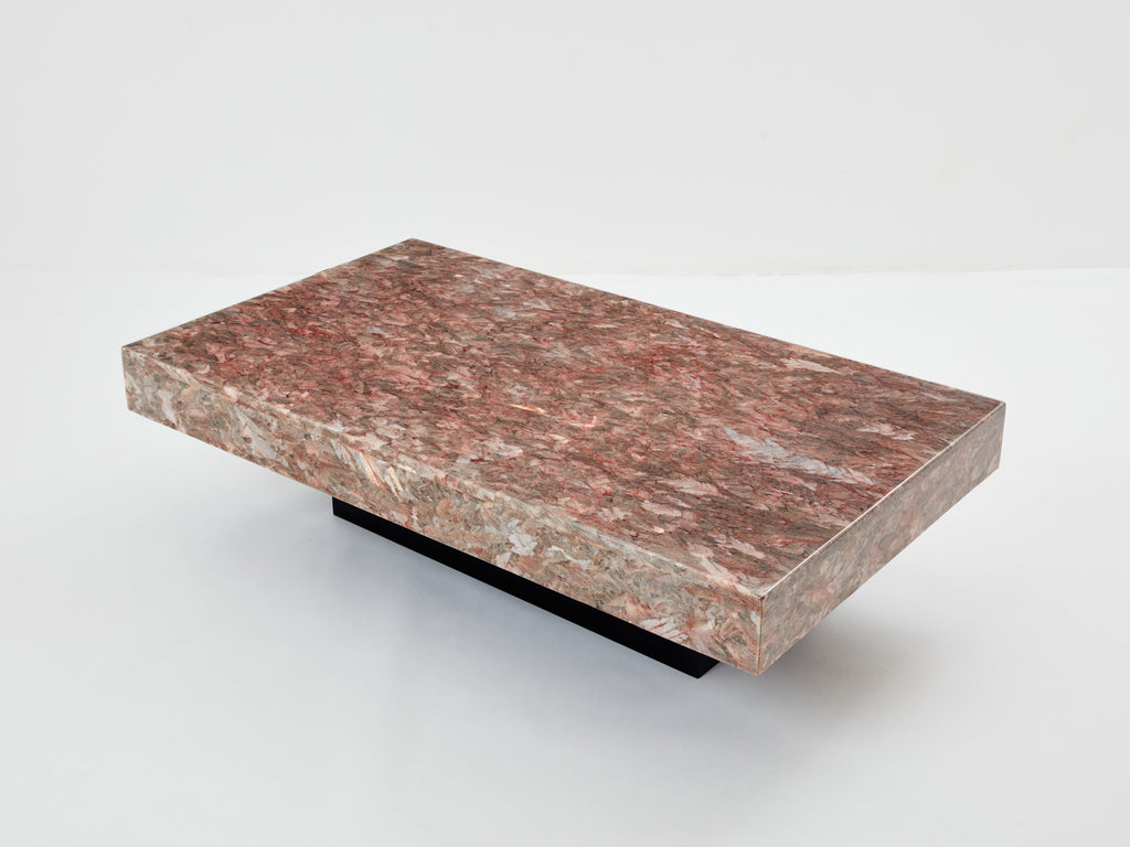 Italian rose crystalline alabaster coffee table late 1970s