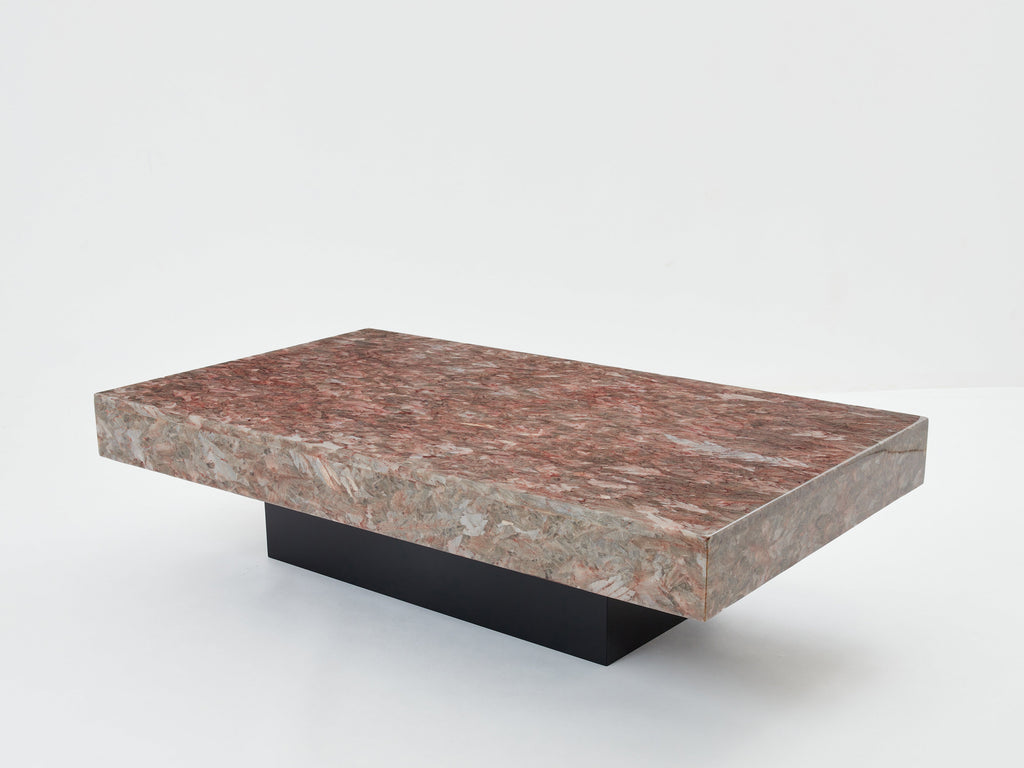 Italian rose crystalline alabaster coffee table late 1970s