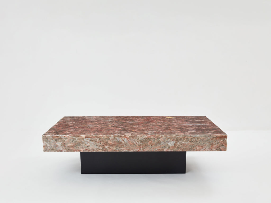 Italian rose crystalline alabaster coffee table late 1970s