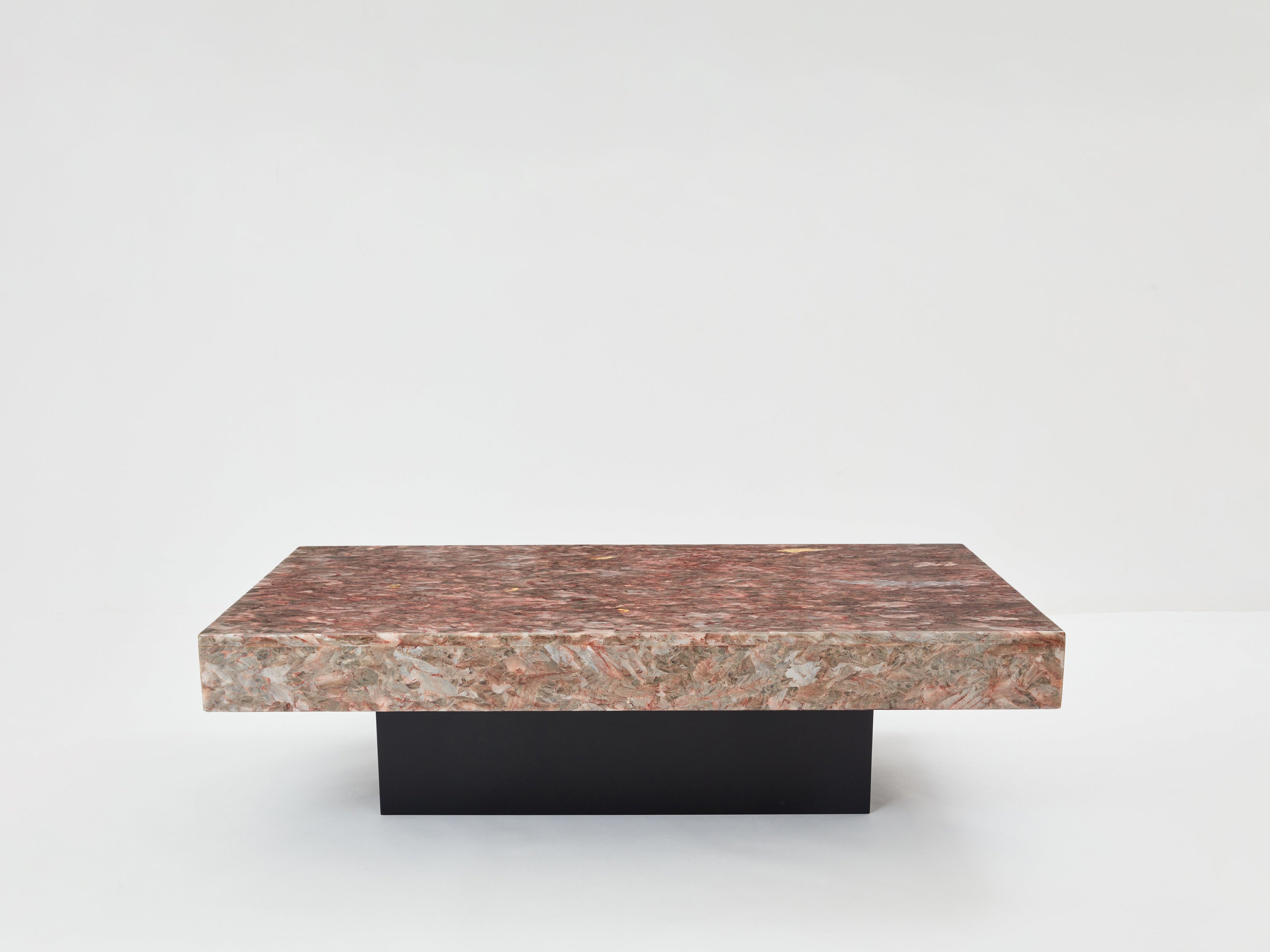 Italian rose crystalline alabaster coffee table late 1970s