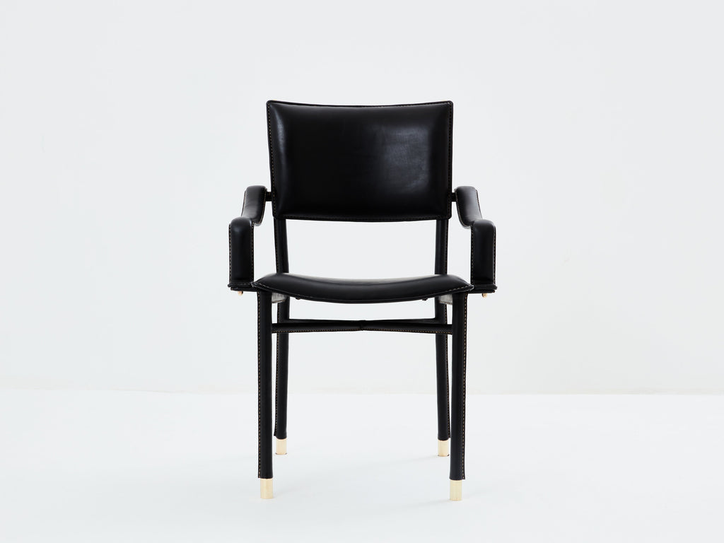 Jacques Adnet leather and brass desk chair 1950