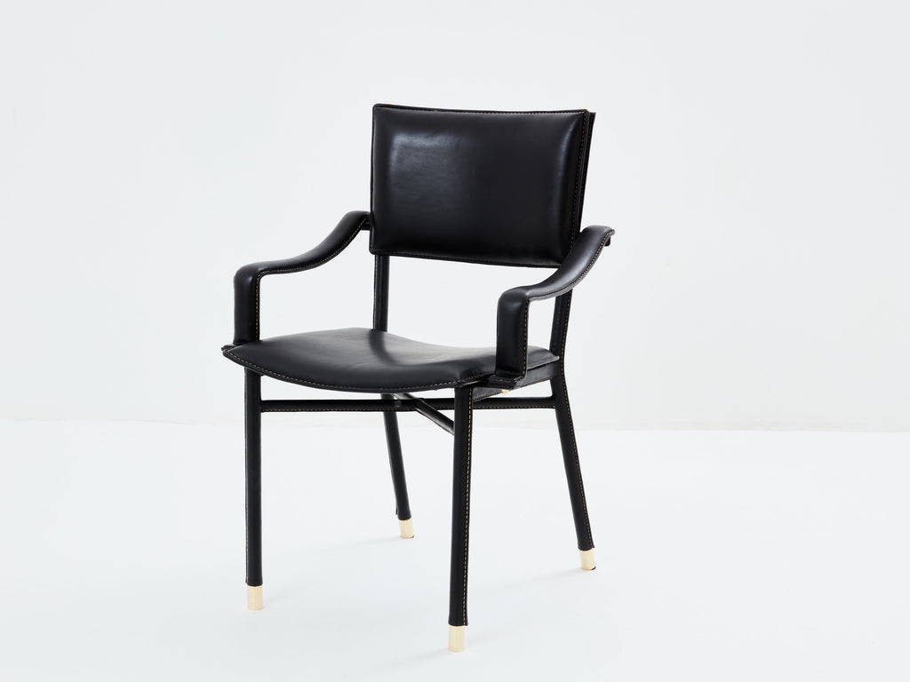 Jacques Adnet leather and brass desk chair 1950