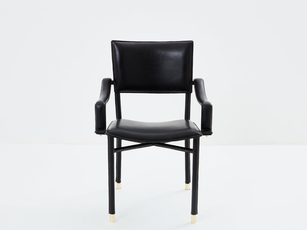Jacques Adnet leather and brass desk chair 1950