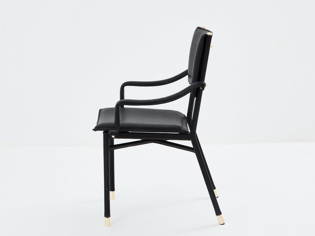 Jacques Adnet leather and brass desk chair 1950