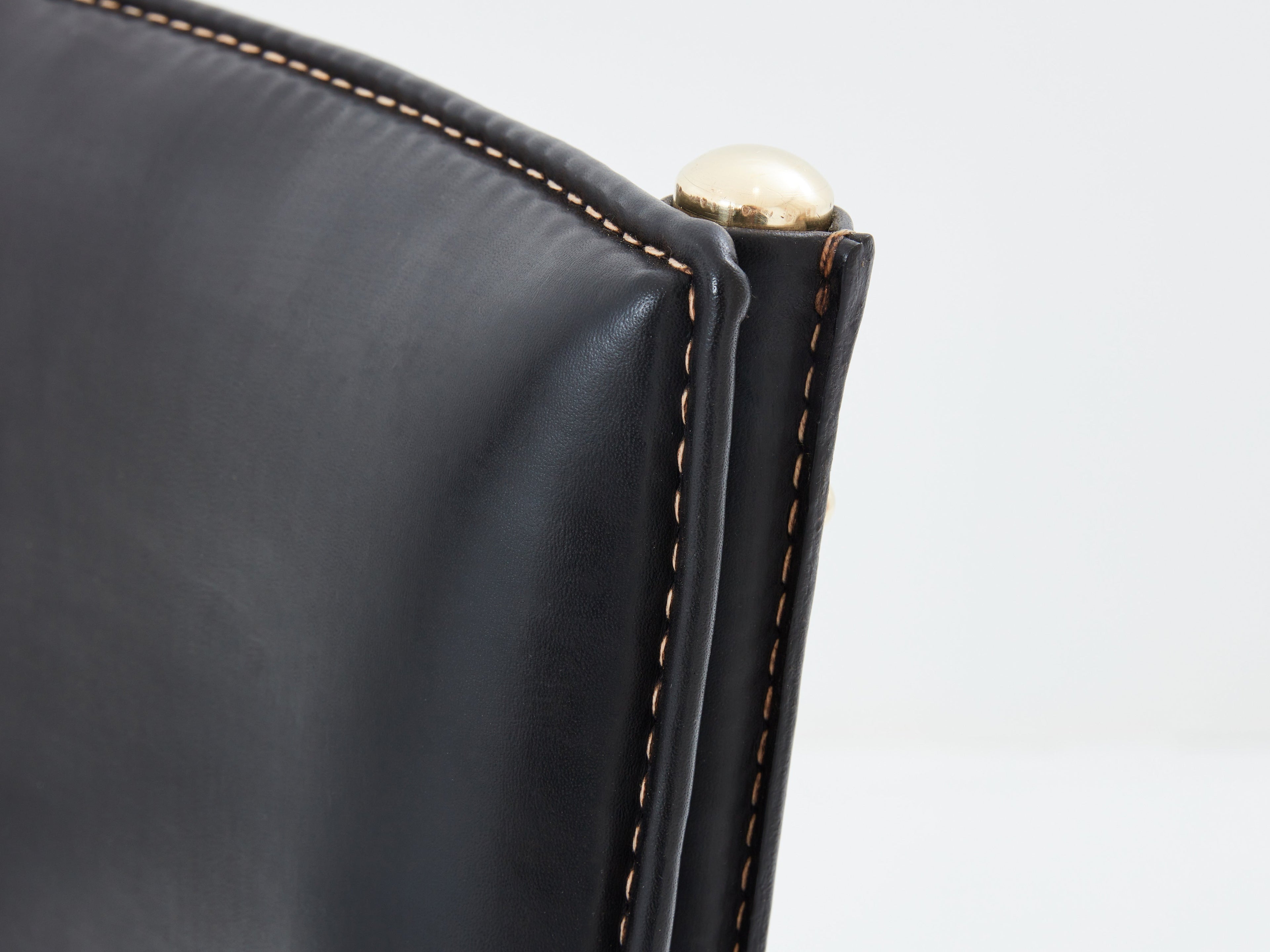Jacques Adnet leather and brass desk chair 1950