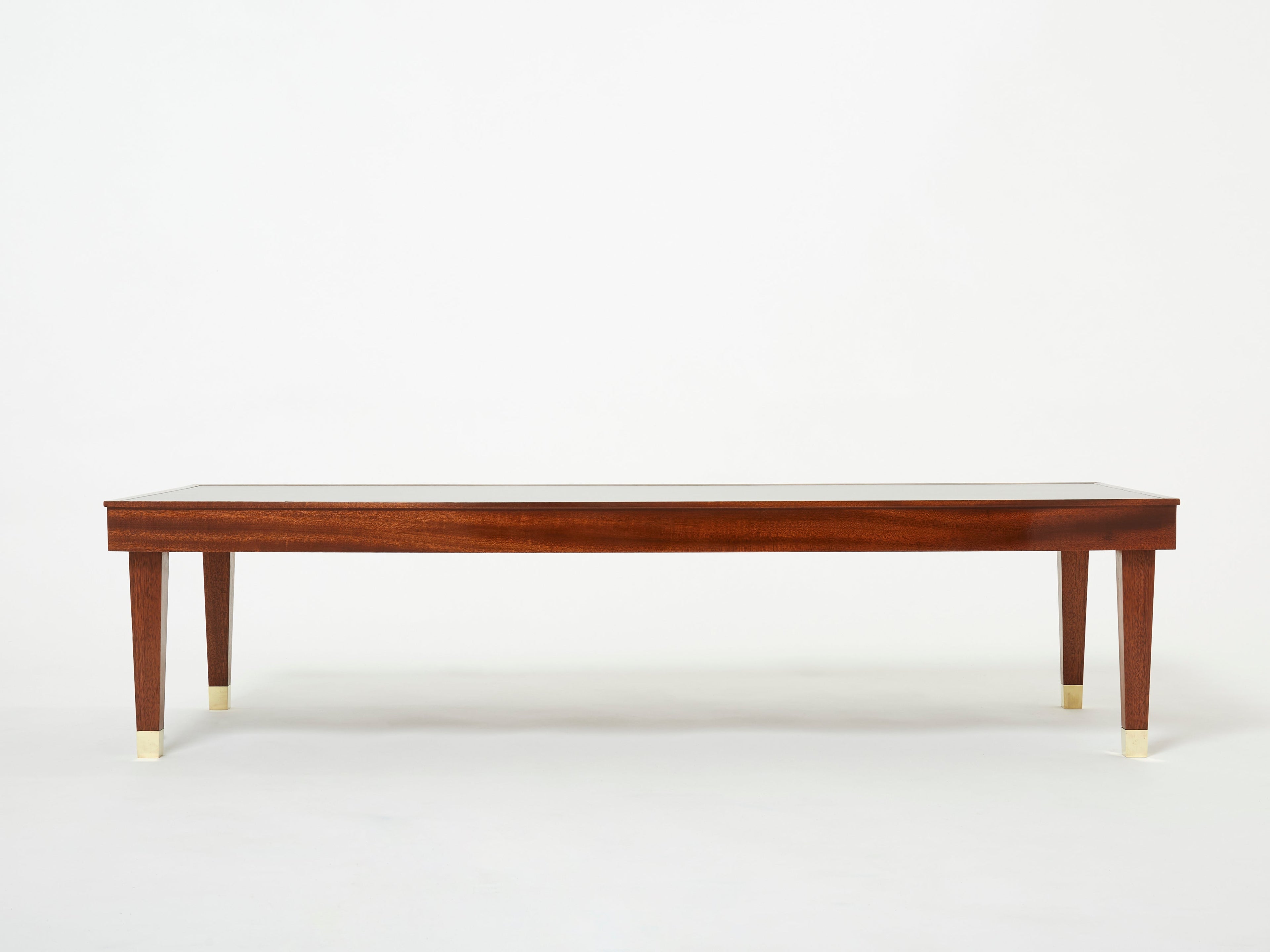 Jacques Adnet mahogany brass modernist coffee table 1950s