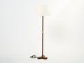 Jacques Adnet modernist stitched brown leather floor lamp 1950s