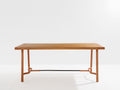 Jacques Adnet oakwood and red leather dining table 1950