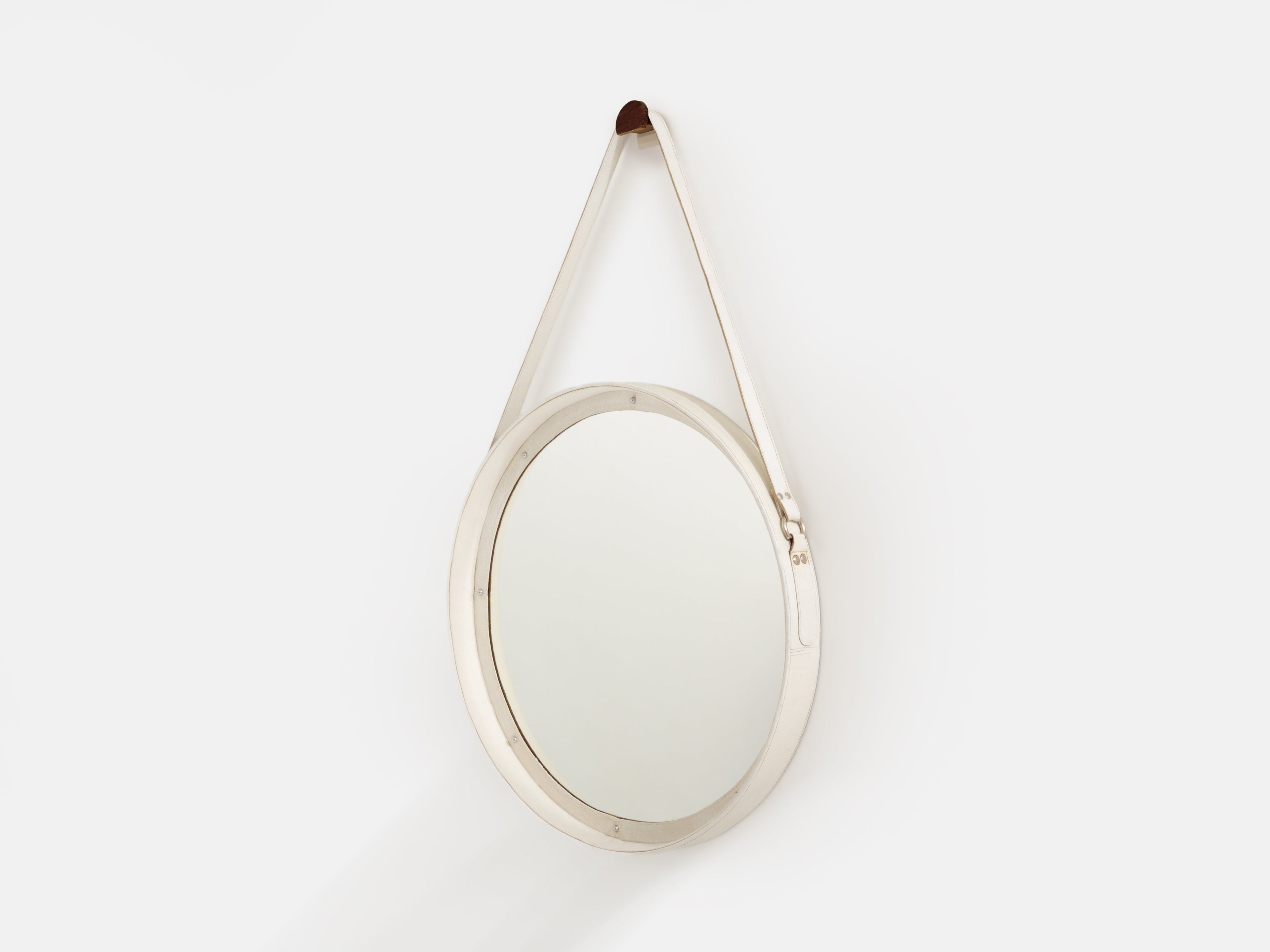 Jacques Adnet original cream leather mirror 1940