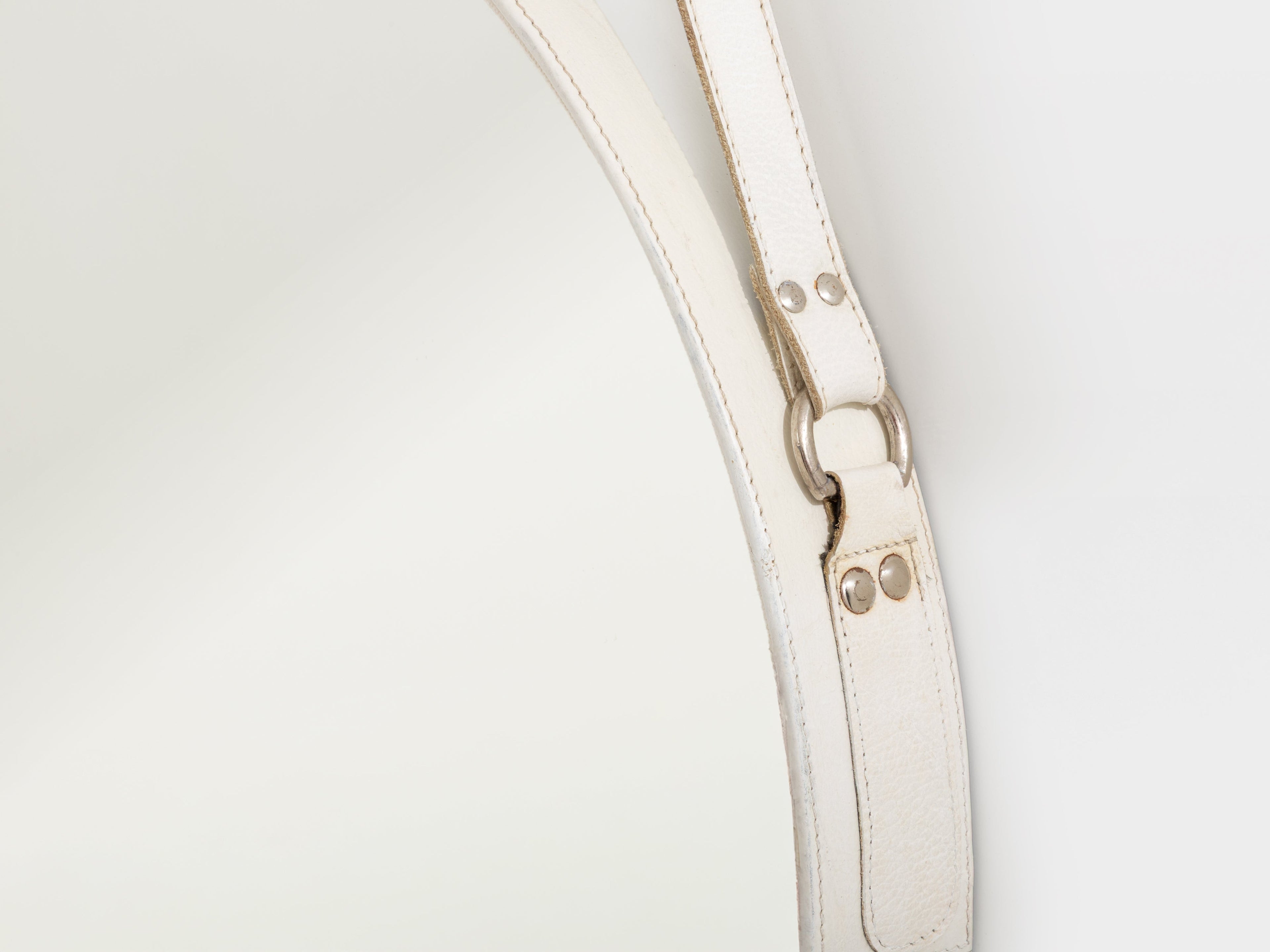 Jacques Adnet original cream leather mirror 1940