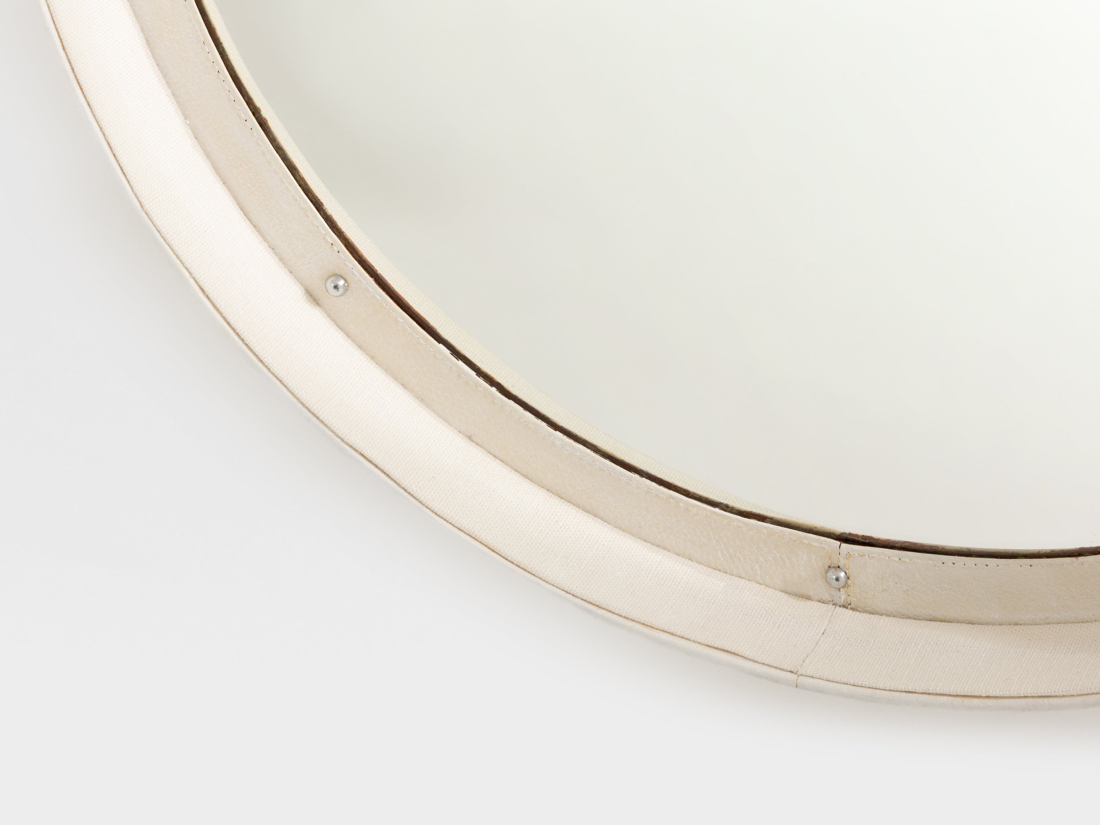 Jacques Adnet original cream leather mirror 1940