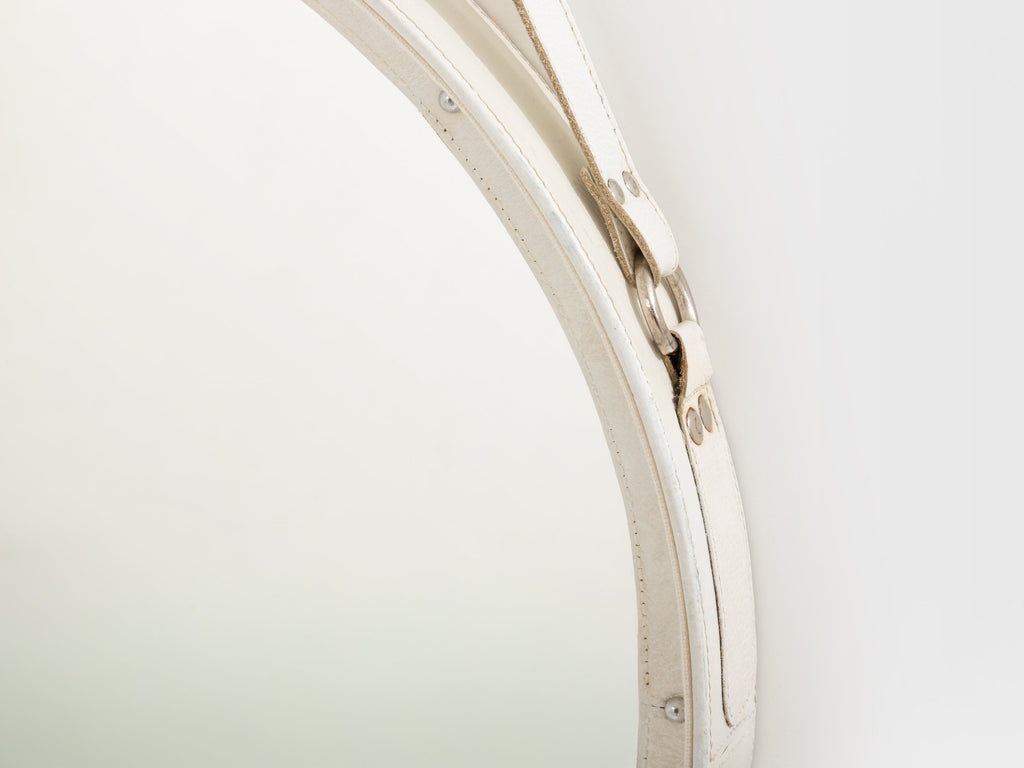 Jacques Adnet original cream leather mirror 1940