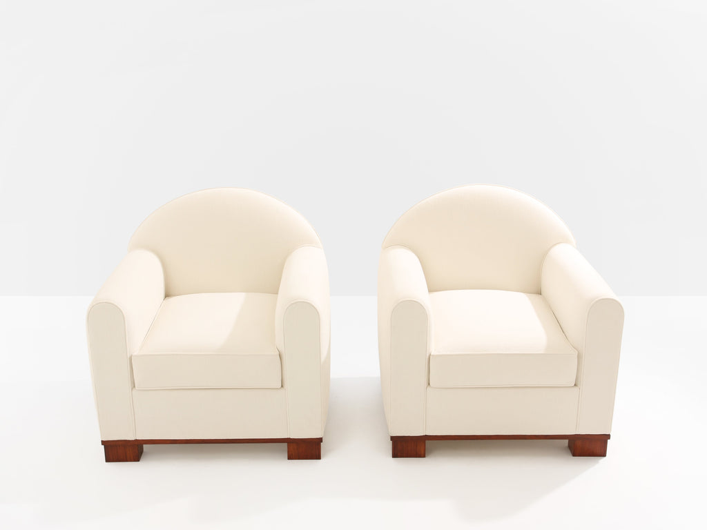Jacques Adnet pair of modernist club chairs rosewood 1931