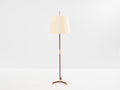 Jacques Adnet pique sellier red leather brass floor lamp 1950