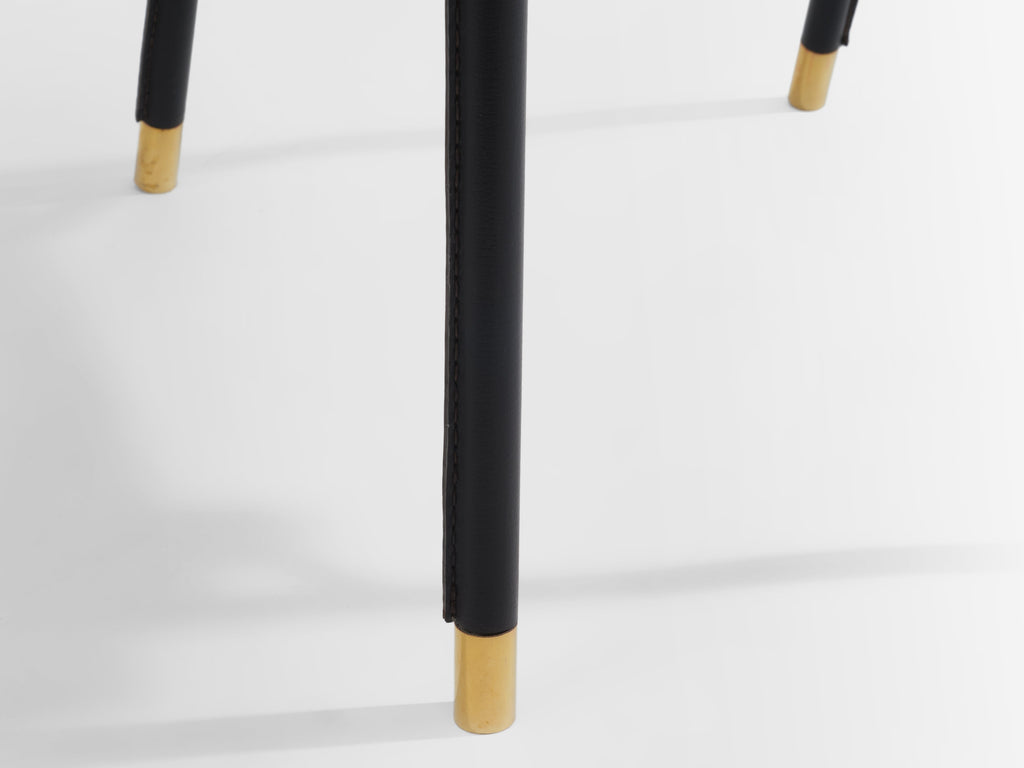 Jacques Adnet saddle-stitched leather brass desk chair 1950