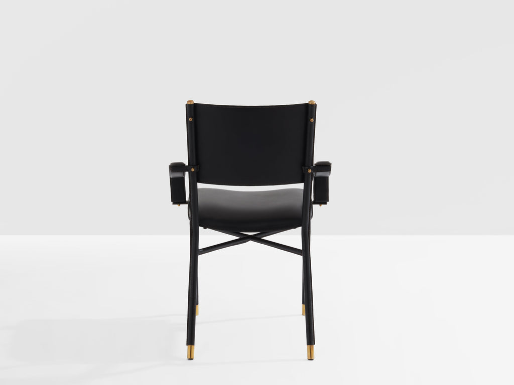 Jacques Adnet saddle-stitched leather brass desk chair 1950