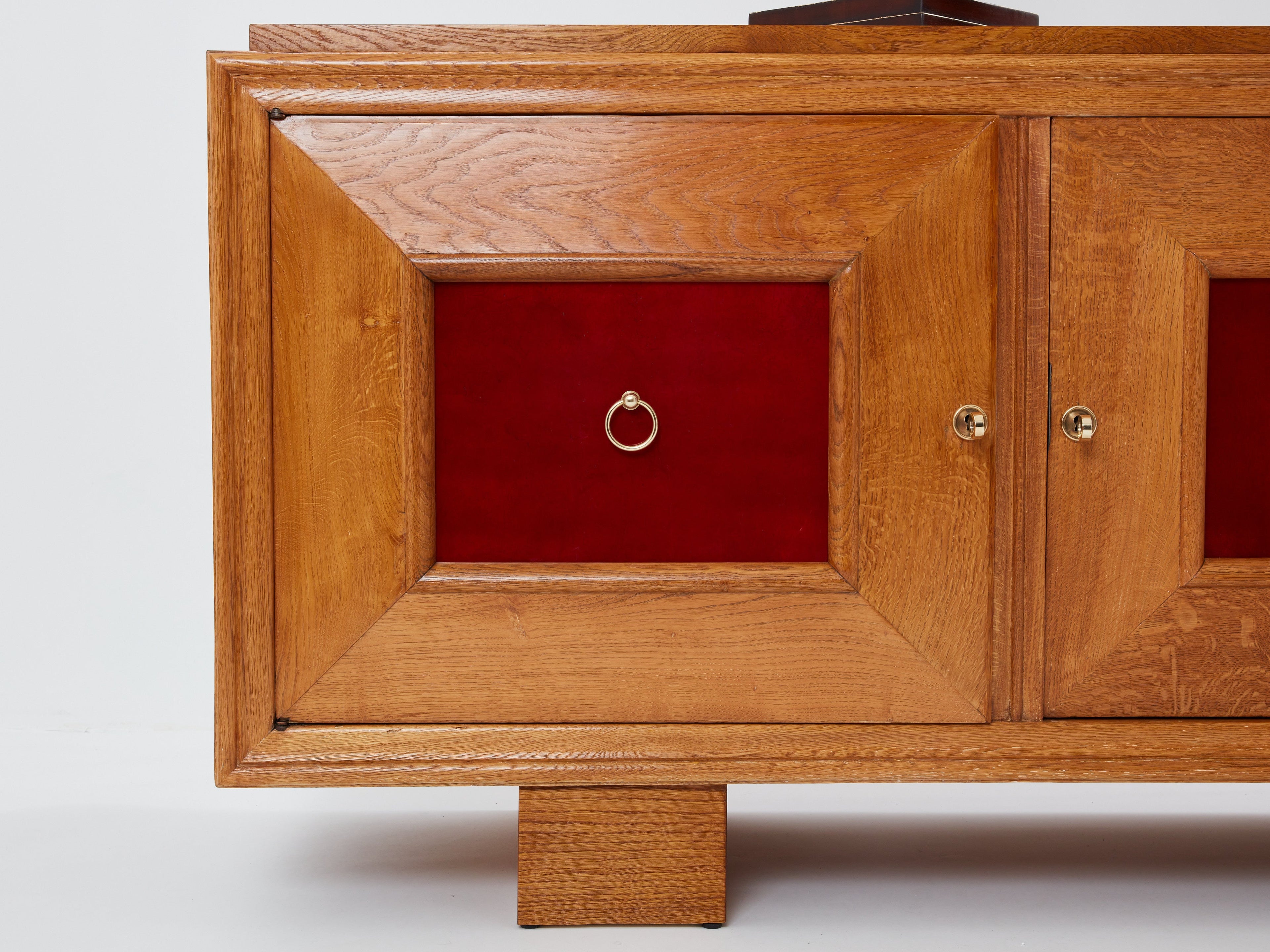 Jacques Adnet solid oak sideboard red lacquer 1940