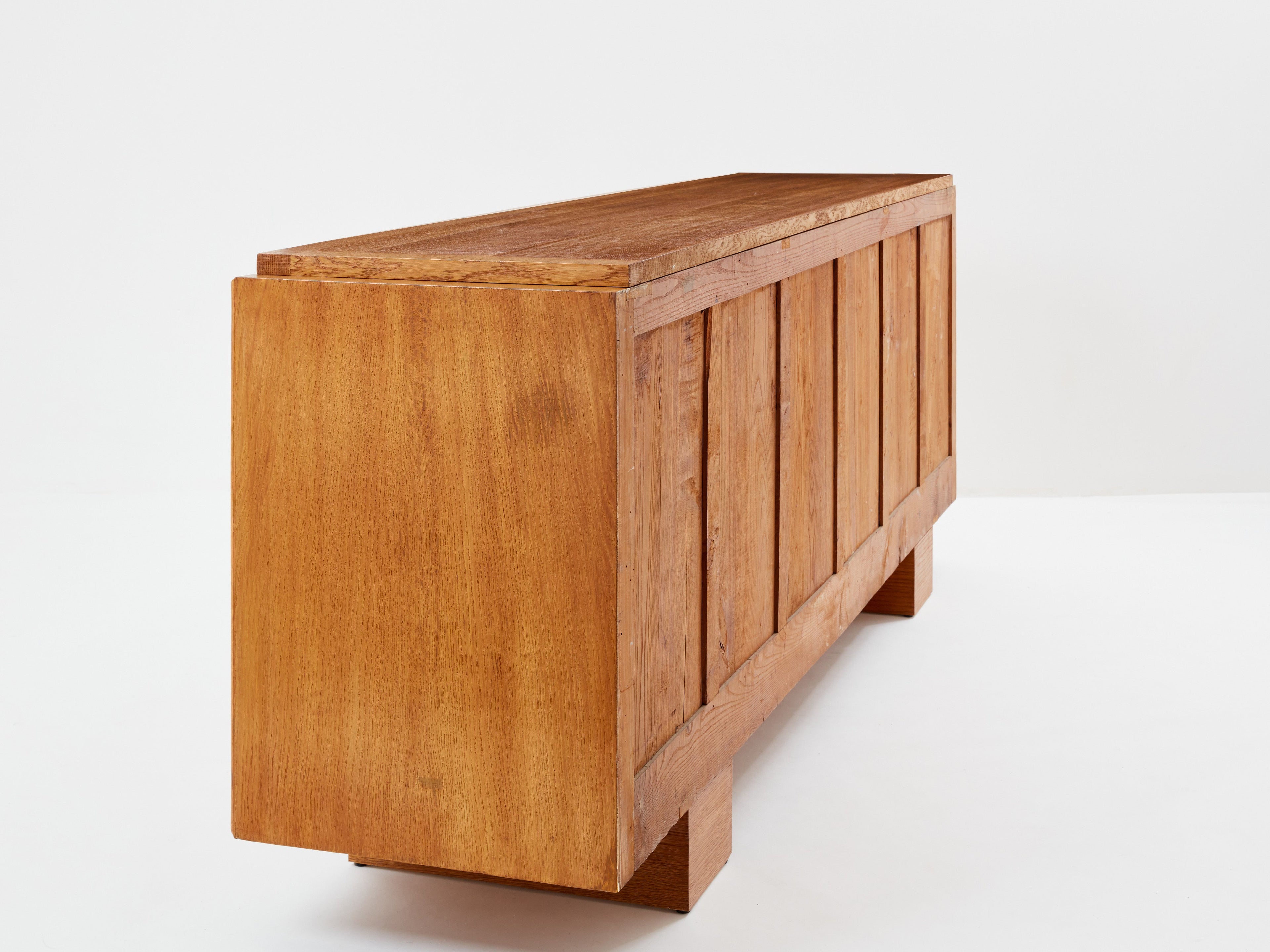 Jacques Adnet solid oak sideboard red lacquer 1940