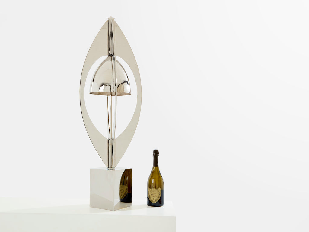 Jacques Charles for Maison Charles Ogive nickel metal lamp 1965