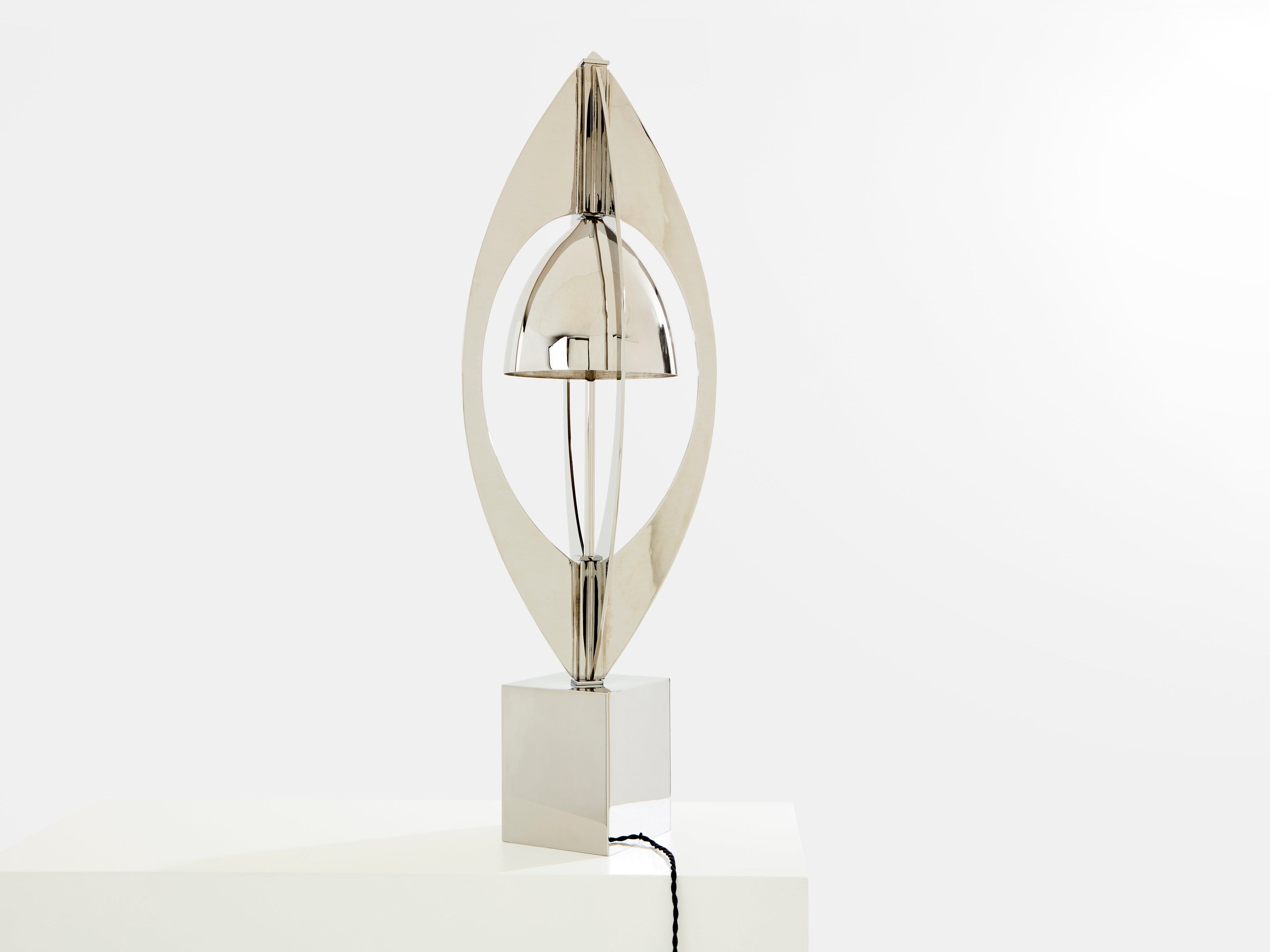 Jacques Charles for Maison Charles Ogive nickel metal lamp 1965