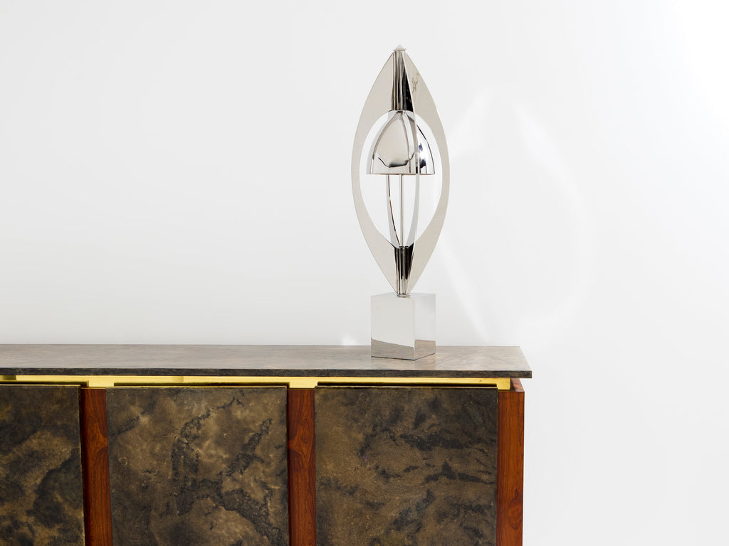Jacques Charles for Maison Charles Ogive nickel metal lamp 1965