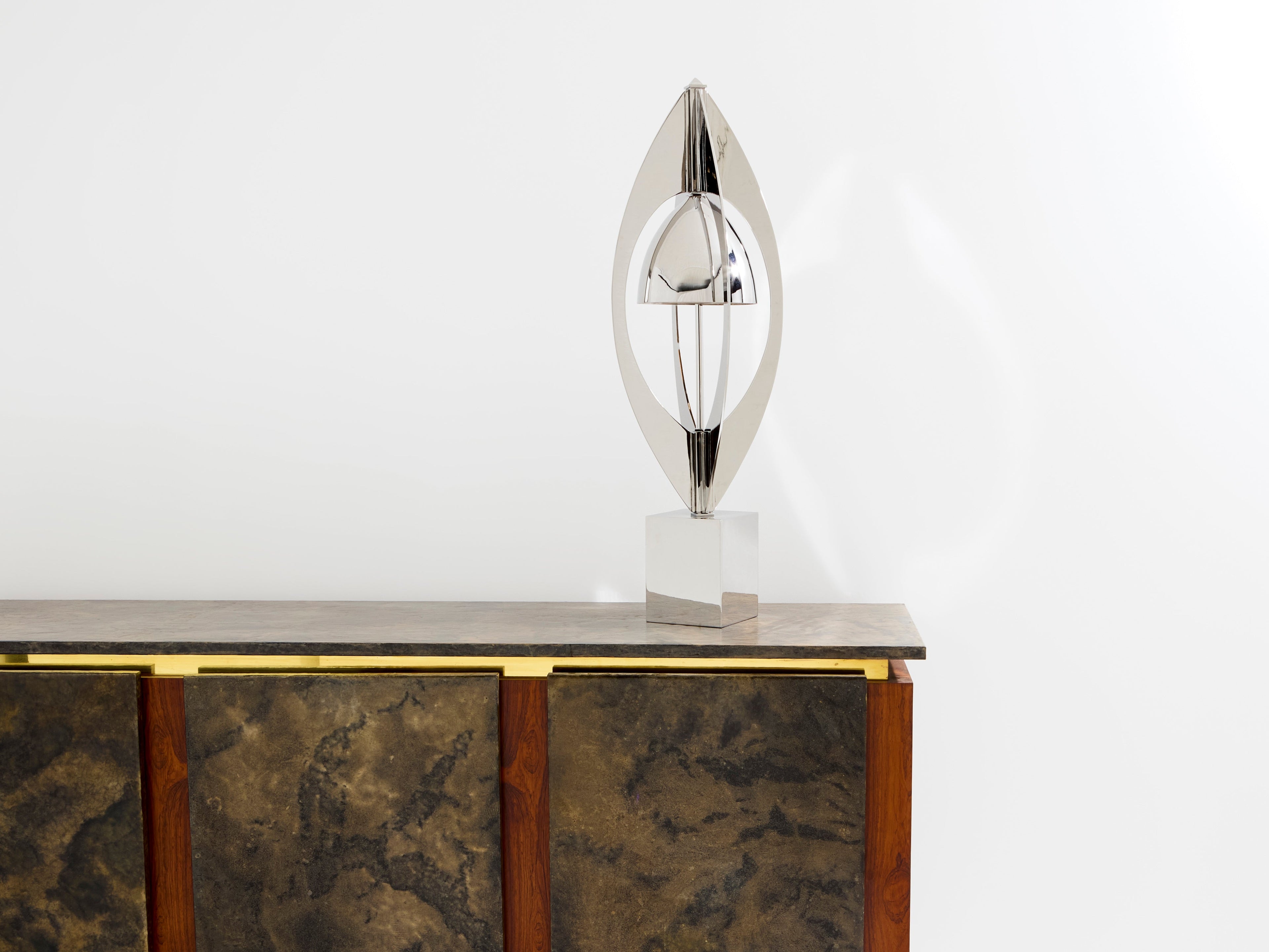Jacques Charles for Maison Charles Ogive nickel metal lamp 1965