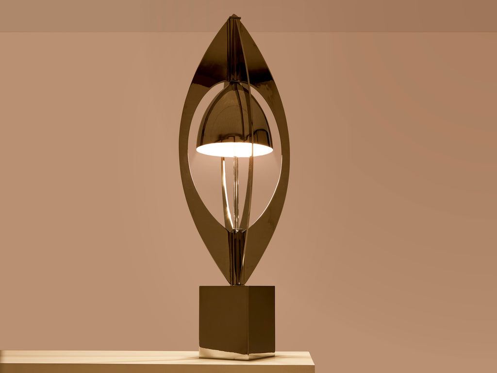 Jacques Charles for Maison Charles Ogive nickel metal lamp 1965