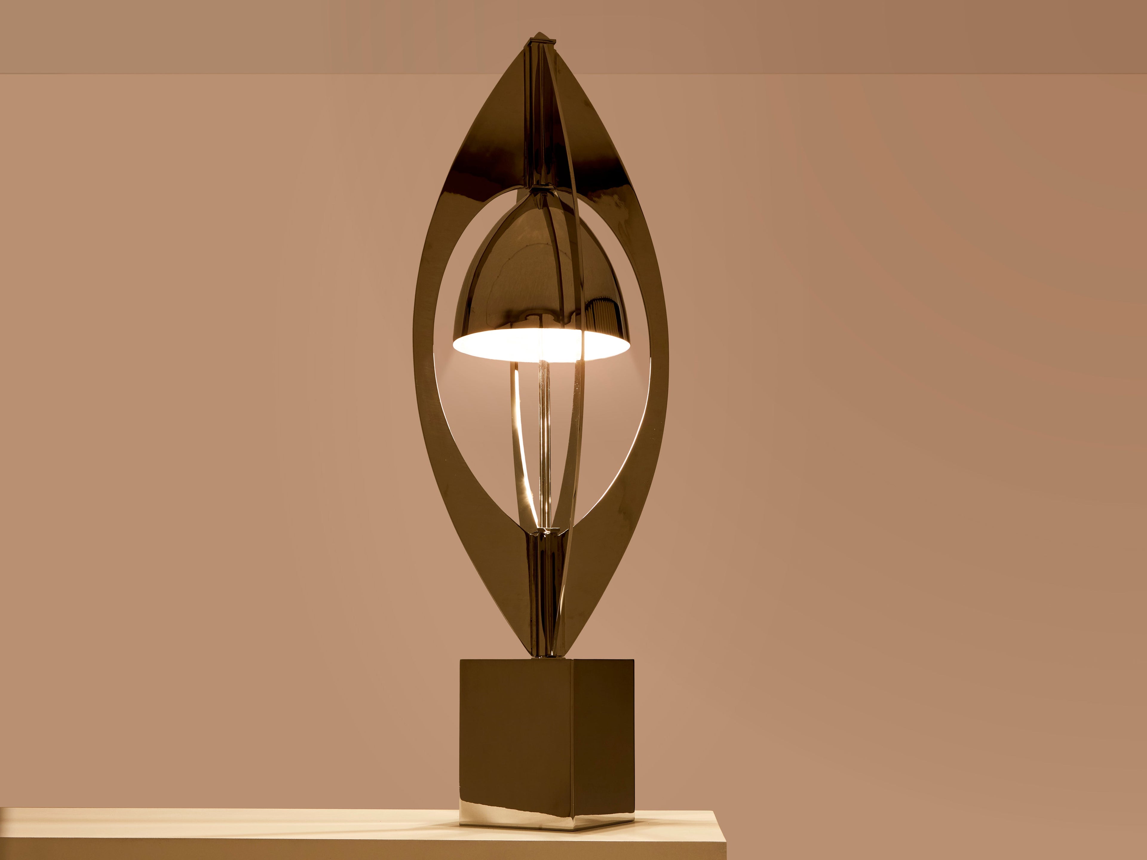 Jacques Charles for Maison Charles Ogive nickel metal lamp 1965