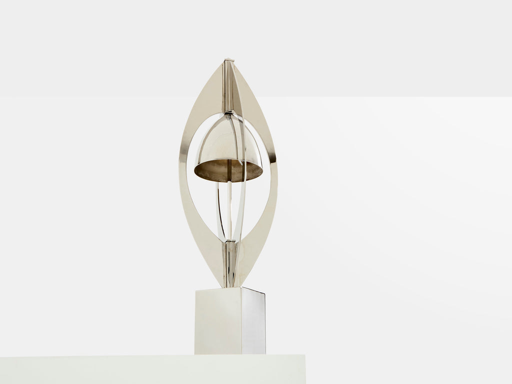 Jacques Charles for Maison Charles Ogive nickel metal lamp 1965