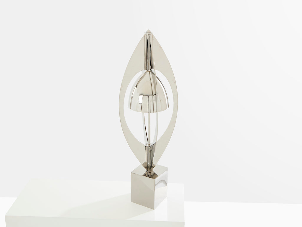 Jacques Charles for Maison Charles Ogive nickel metal lamp 1965