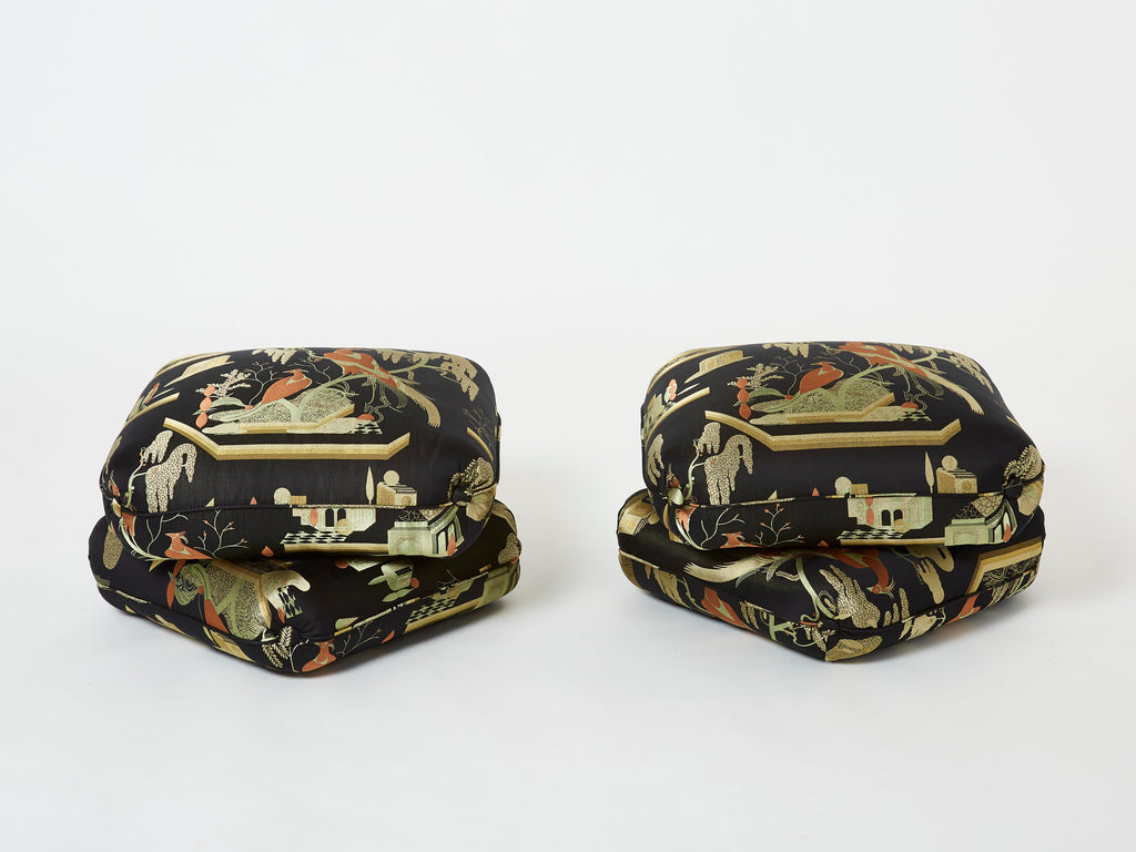 Jacques Charpentier for Maison Jansen pair of ottomans Dedar upholstery 1970s