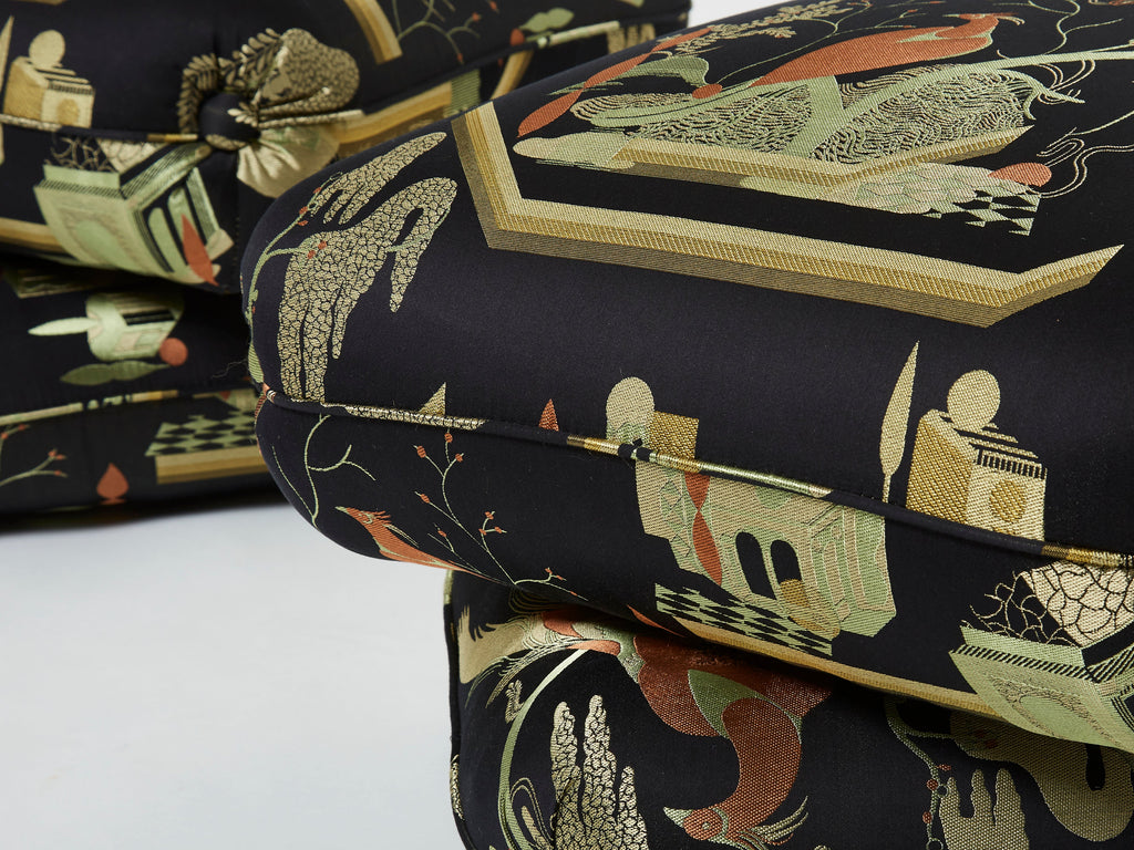 Jacques Charpentier for Maison Jansen pair of ottomans Dedar upholstery 1970s