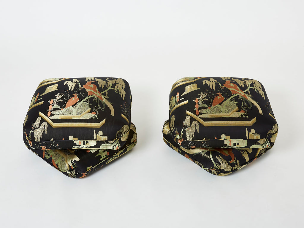 Jacques Charpentier for Maison Jansen pair of ottomans Dedar upholstery 1970s