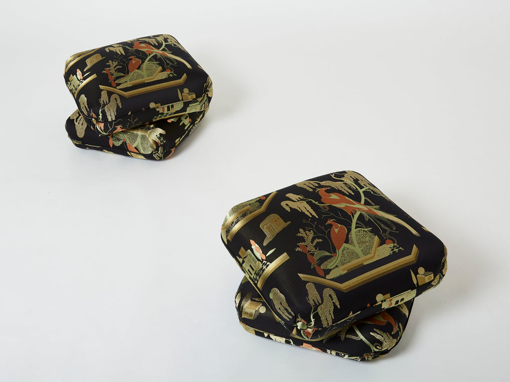 Jacques Charpentier for Maison Jansen pair of ottomans Dedar upholstery 1970s