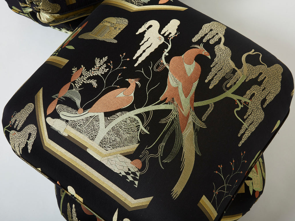 Jacques Charpentier for Maison Jansen pair of ottomans Dedar upholstery 1970s