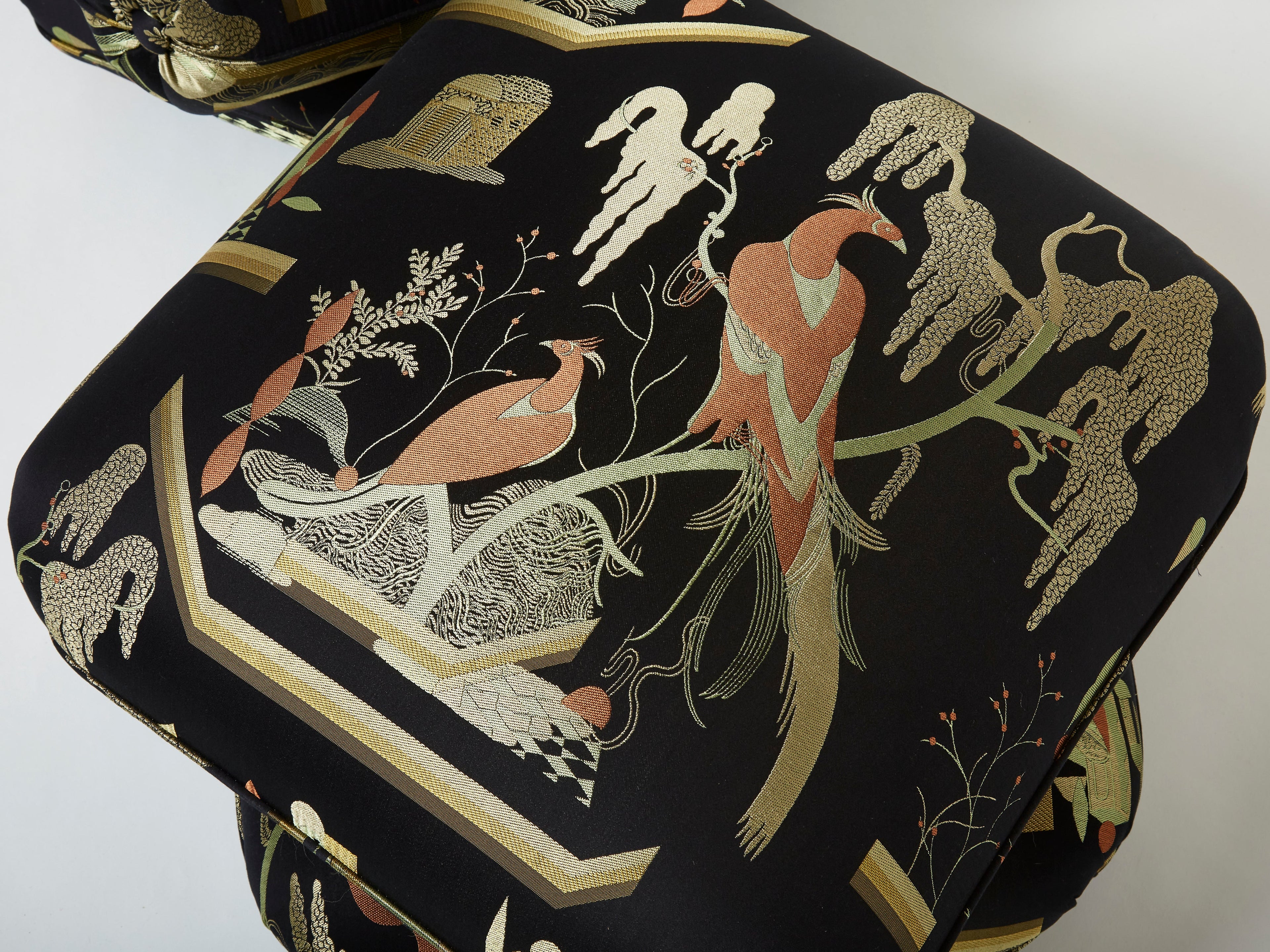 Jacques Charpentier for Maison Jansen pair of ottomans Dedar upholstery 1970s