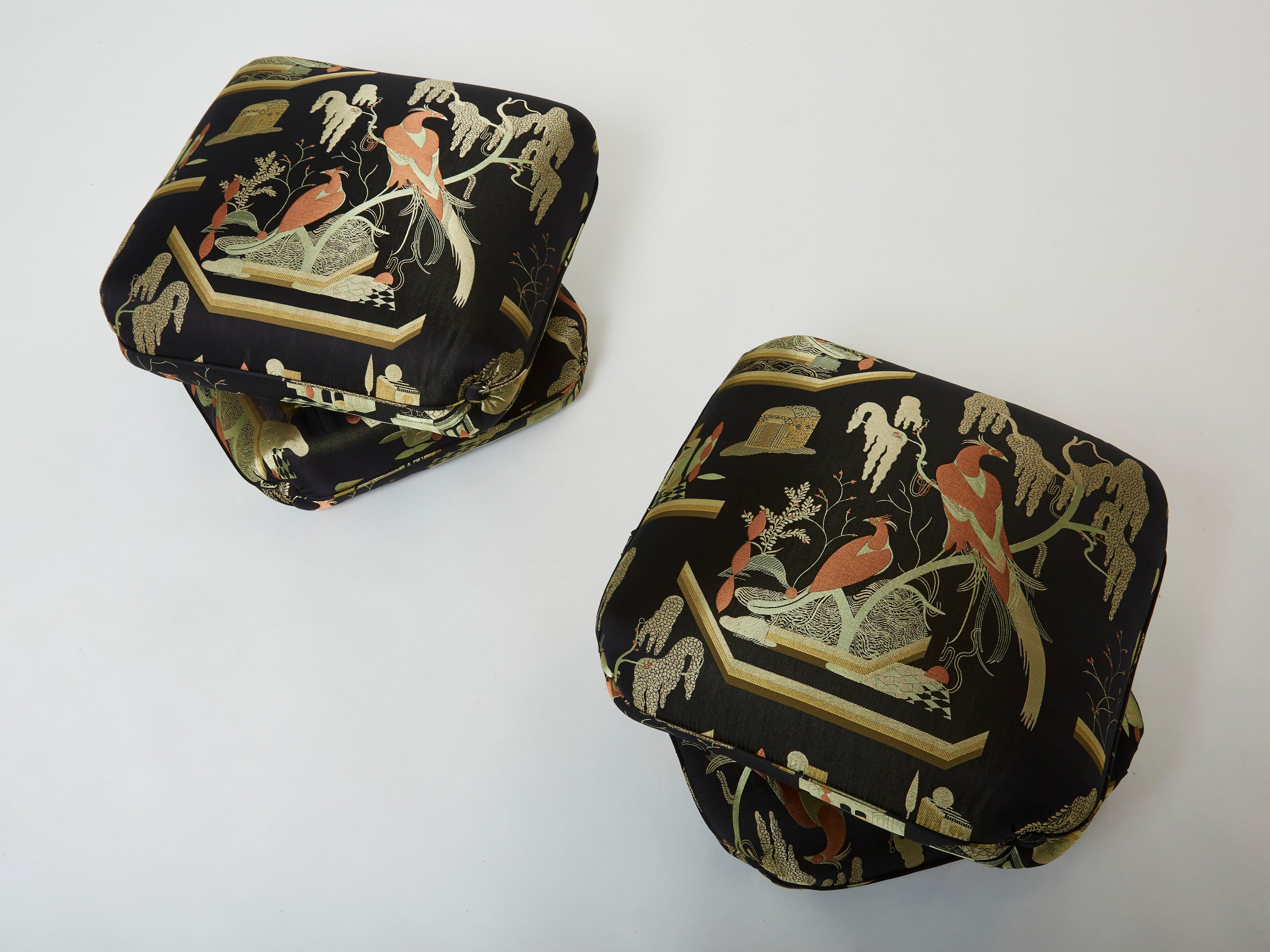 Jacques Charpentier for Maison Jansen pair of ottomans Dedar upholstery 1970s